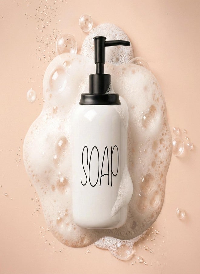 Decor & More Modern Ceramic Soap Dispenser | 500ml Liquid Handwash Dispenser White with Removable Pump | Handwash Bottle for Kitchen & Bathroom | Bathroom Soap Dispensers - Image 4